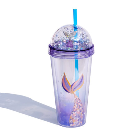 Mermaid Cup with Turquoise Straw