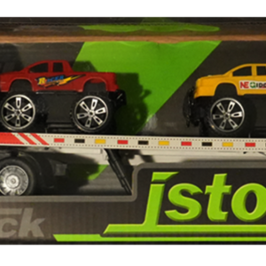 Blue Trailer with 3 Trucks