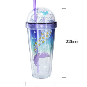 Mermaid Cup with Purple Straw