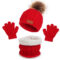 3 Piece, Winter Hat Beanie Scarf Glove set red color