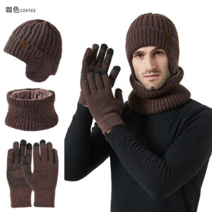 Three piece winter hat beanie scarf glove set (unisex)