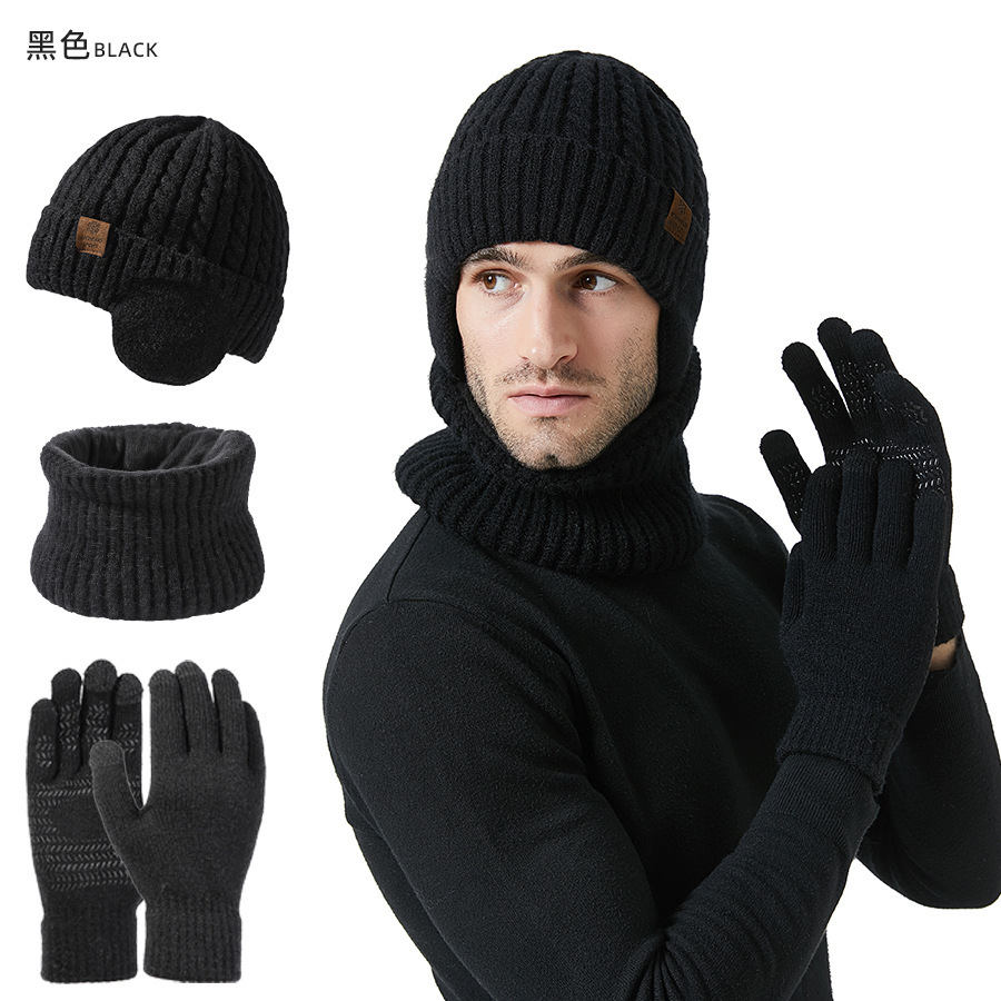 Three-piece winter hat beanie scarf gloves set (unisex)